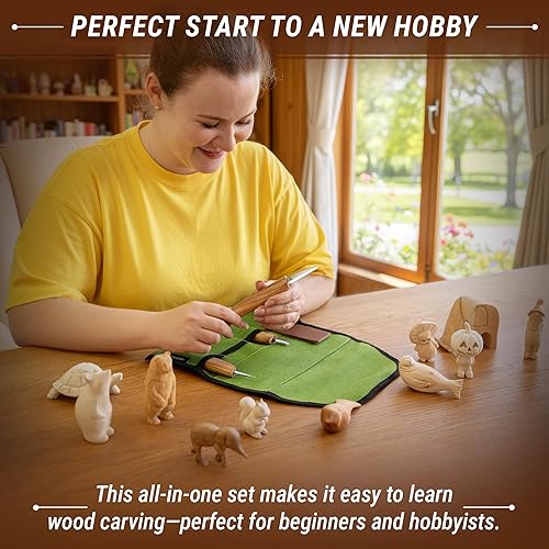 Miniatura 8 de Kit de Cuchillo para Tallado de Madera BeaverCraft S15, Kit de Talla para Principiantes, Niños - Juego de Herramientas de Tallado de Madera con