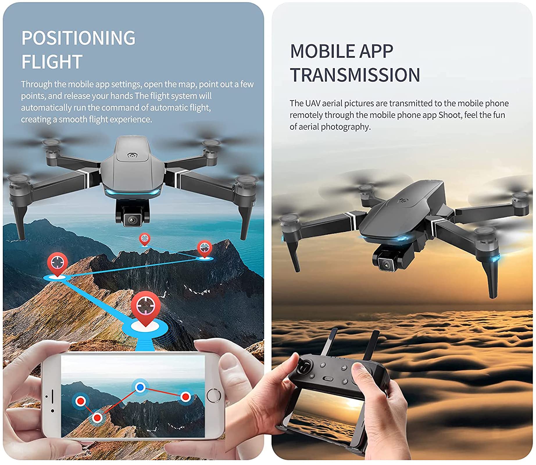 GPS Drone with 4K Dual Camera 5G WiFi FPV Drone with Brushless Motor 2km Distance 30 Mins Flight Time RC Quarcopter Follow me Auto Return Home Encircling Flight(Battery*2)