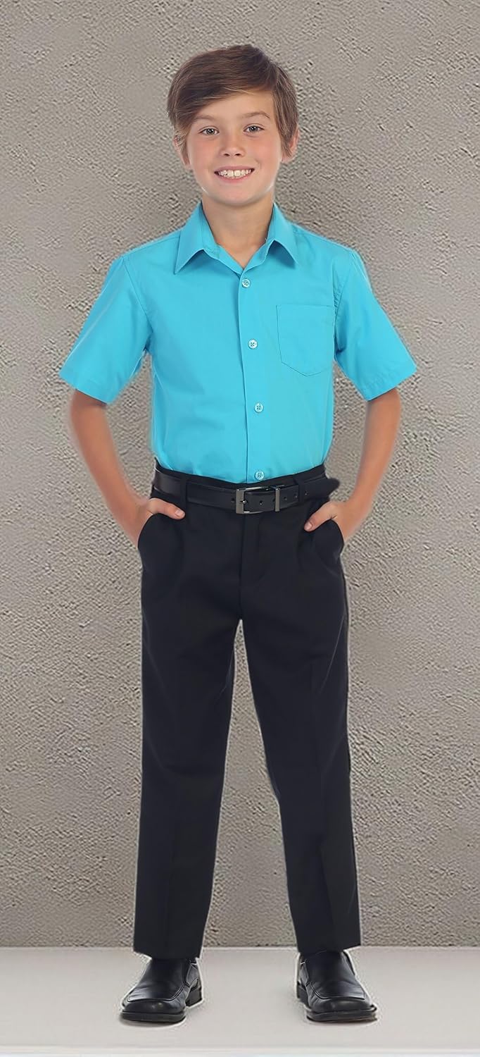 Gioberti Boy's Short Sleeve Solid Dress Shirt