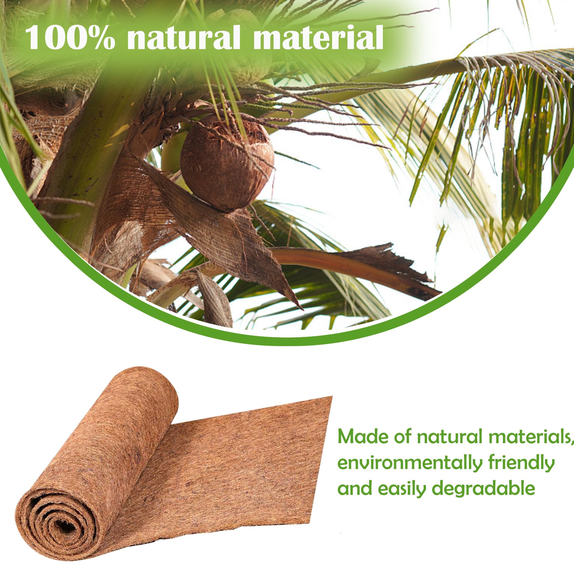 Rollo De Forro De Coco Para Macetas, Forro Para Cestas Colgantes, Forro De Coco Para Macetas, Esteras Petri De Fibra De Coco, Caja Para Cestas Colgantes, 50cm x 200cm/1.64ft x 6.56ft