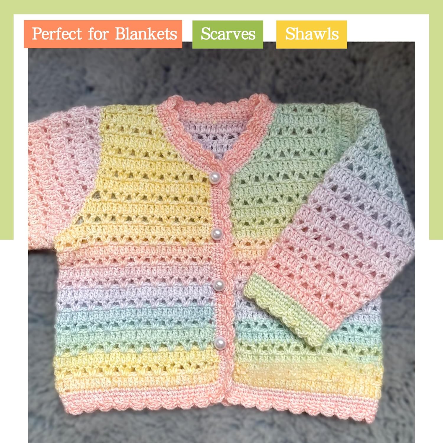 Katech Ombre Yarn for Crocheting Knitting-Gradient Cake Variegated Soft Yarn with Vibrant Colors,Multicolor-Perfect for Blankets, Scarves, Shawls and Garments (Color D)