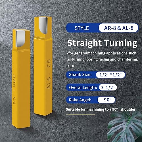 Miniatura 3 de 20 pc 3/8"Carbide Tip Tipped Cutter Tool,Metal Lathe Cutting Tools for Metal Lathe Turning, Boring, and Chamfering