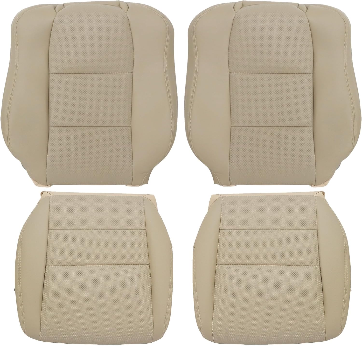 GXARTS Driver and Passenger Side Bottom & Top Lean Back Replacement Perforated Leather Seat Cover Tan #C Fit for Acura TL 2004 2005 2006 2007 2008