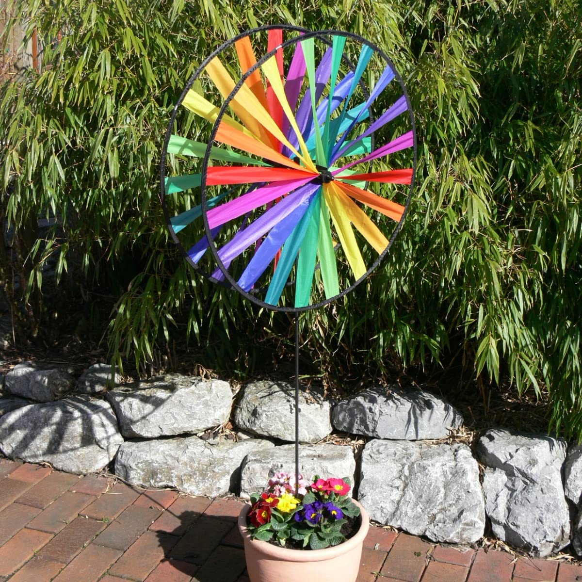 CIM Girouette Magic Twin Wheel 45 cm-résiste aux UV et aux intempéries : 2xØ45cm, Hauteur 112 cm-avec Tige en Fibre de Verre