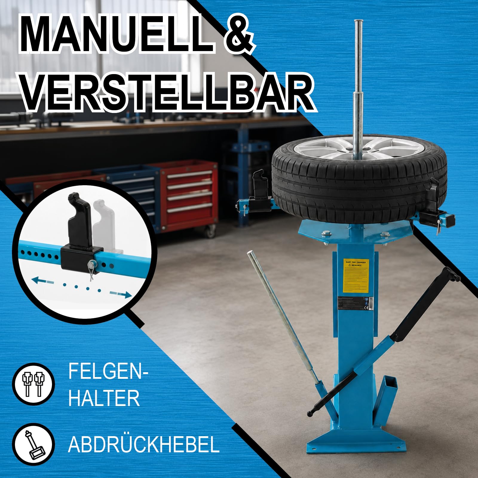 Bituxx Reifenmontiermaschine Reifenmontiergerät Montagegerät Reifenmontagegerät Reifenmontagemaschinen Motorrad PKW Anhänger von 4 bis 19 Zoll