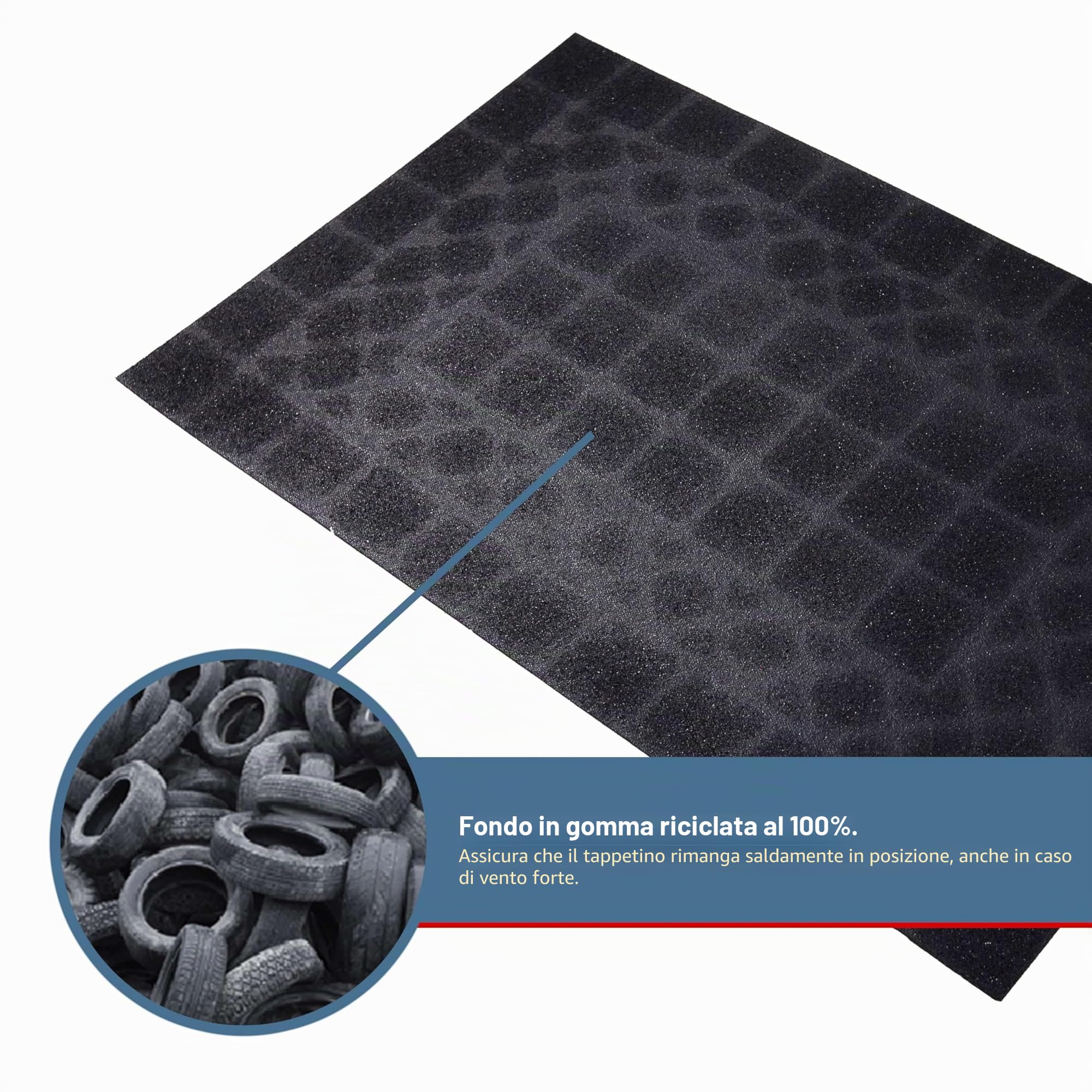 Nicoman Elegante zerbino per interni ed esterni, ecologico, antigraffio, antiscivolo, rettangolare (75 x 44 cm), bordo blu
