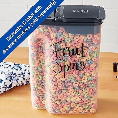 Miniatura 5 de Dispensador de cereales de plástico transparente con tapa, 32 tazas, ahorro de espacio, diseño compacto, 9.75 x 5.38 x 13.5 pulgadas para cereales,