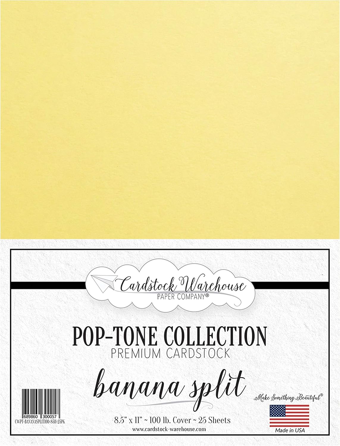 Banana Split Yellow Cardstock Paper 8.5 X 11 Inch 100 Lb. Heavyweight Cover 25 Sheets from