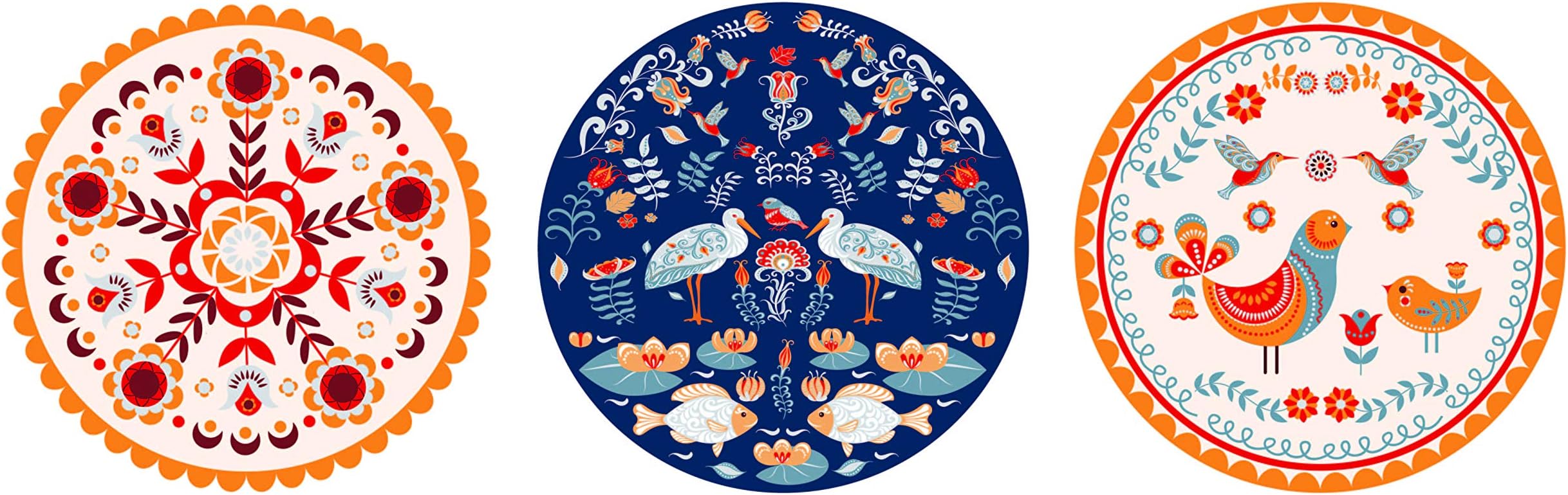 REAL ART Wall Hanging Ceramic Plate 7' - 3 pcs Set Gift Packing Multicolor (Design 7)