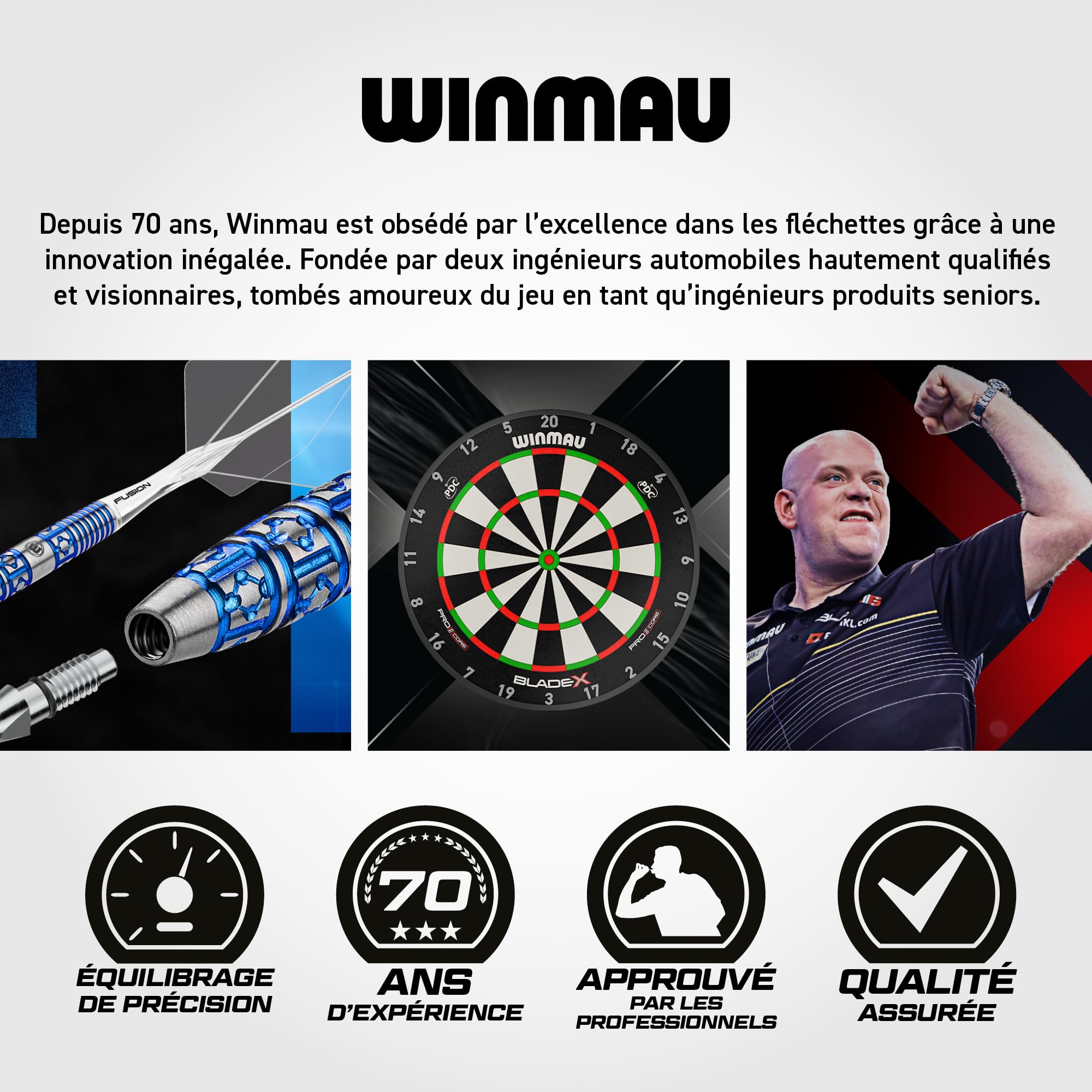 WINMAU Joe Cullen Jeu de fléchettes Professionnel 90% tungstène