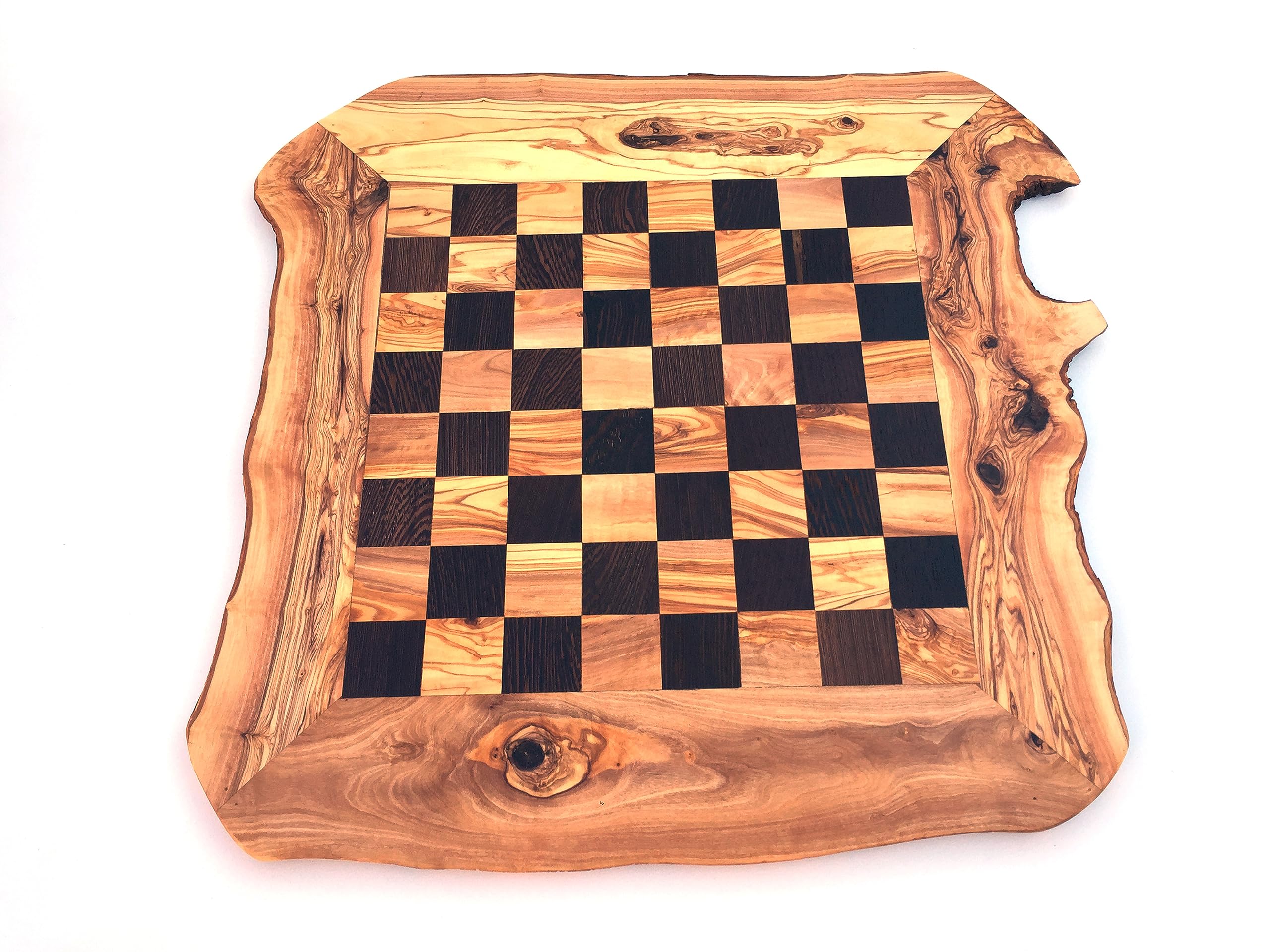 Scacchiera rustica taglia XL senza scacchi tavola per scacchi, gioco di scacchi fatto a mano in legno d'ulivo wengè.
