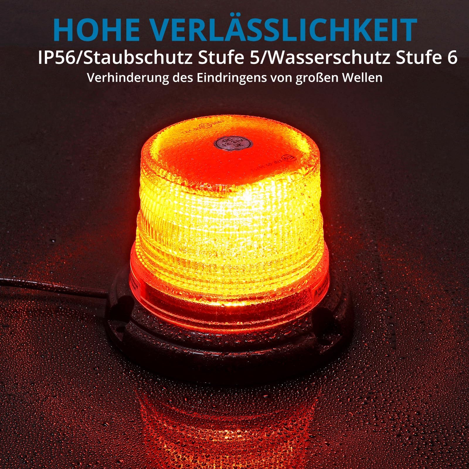 AUTOUTLET Lampa dookoła 12 diod LED, żółta, 10 V-30 V, magnetyczna lampka ostrzegawcza, 32 tryby świecenia, kabel 5 m, E9, IP56, światło ostrzegawcze, światło ostrzegawcze, światło stroboskopowe