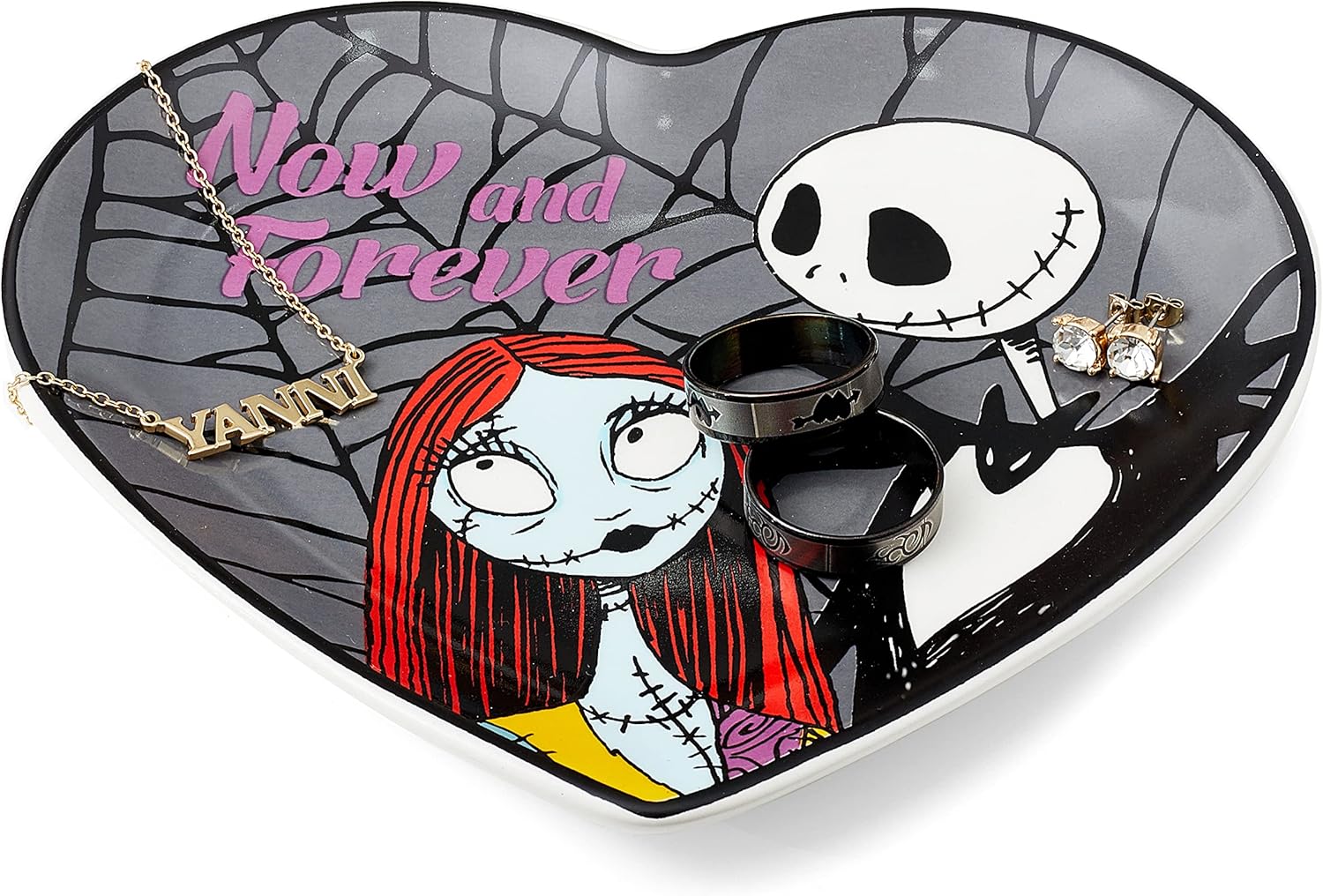 Disneyana Nightmare Before Christmas Jack Sally Ring Set Now And Forever Coffin Box Disney