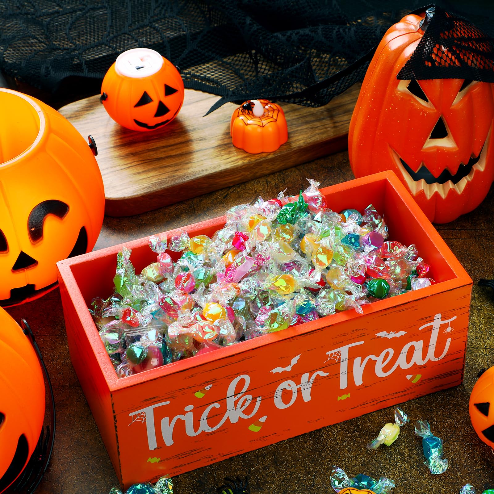 Amazon.com | Sintuff Halloween Candy Bowl Wooden Funny Candy Dish  display picture 1