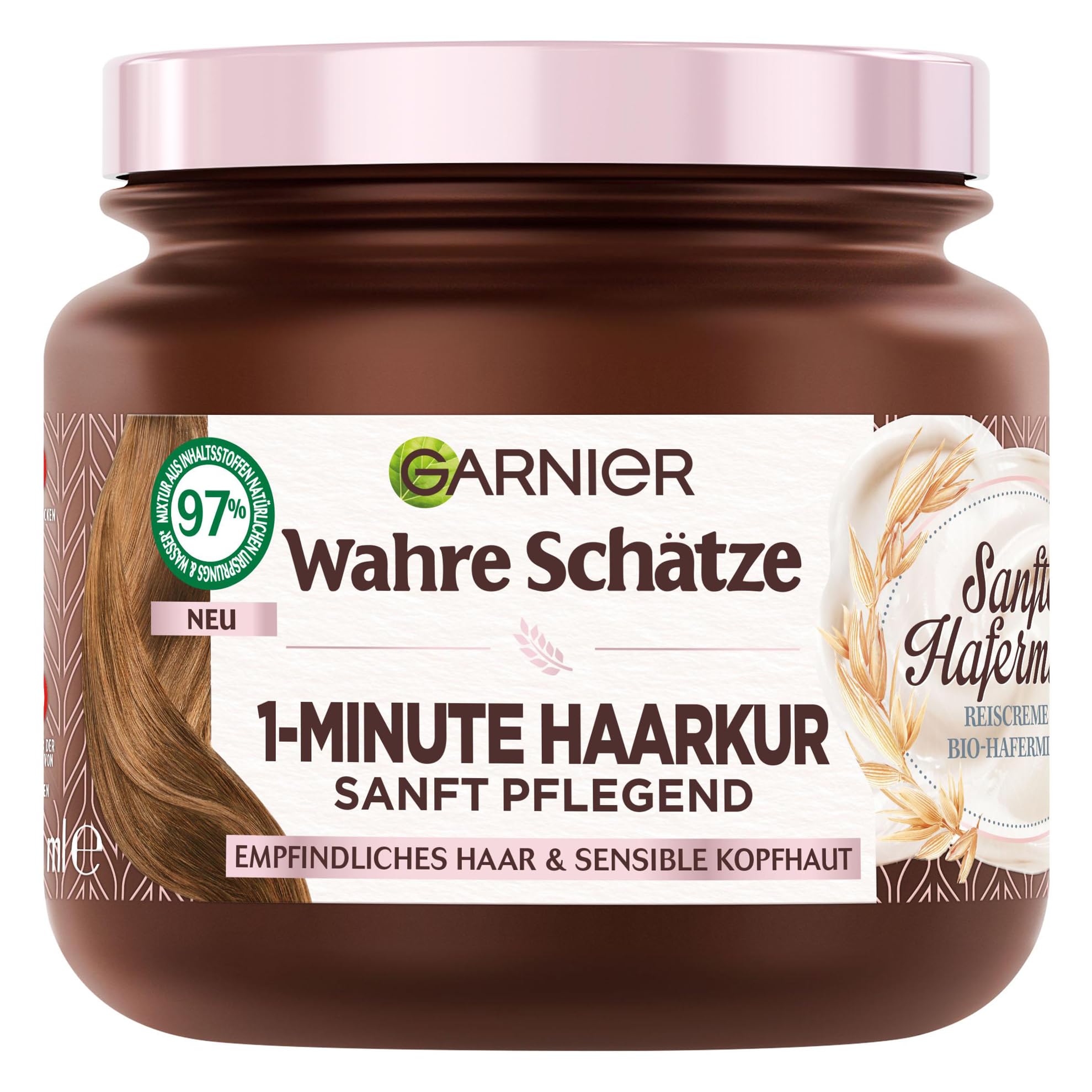 Wahre Schätze 1-Minute Haarkur - mit Reiscreme und Bio-Hafermilch, 340 ml