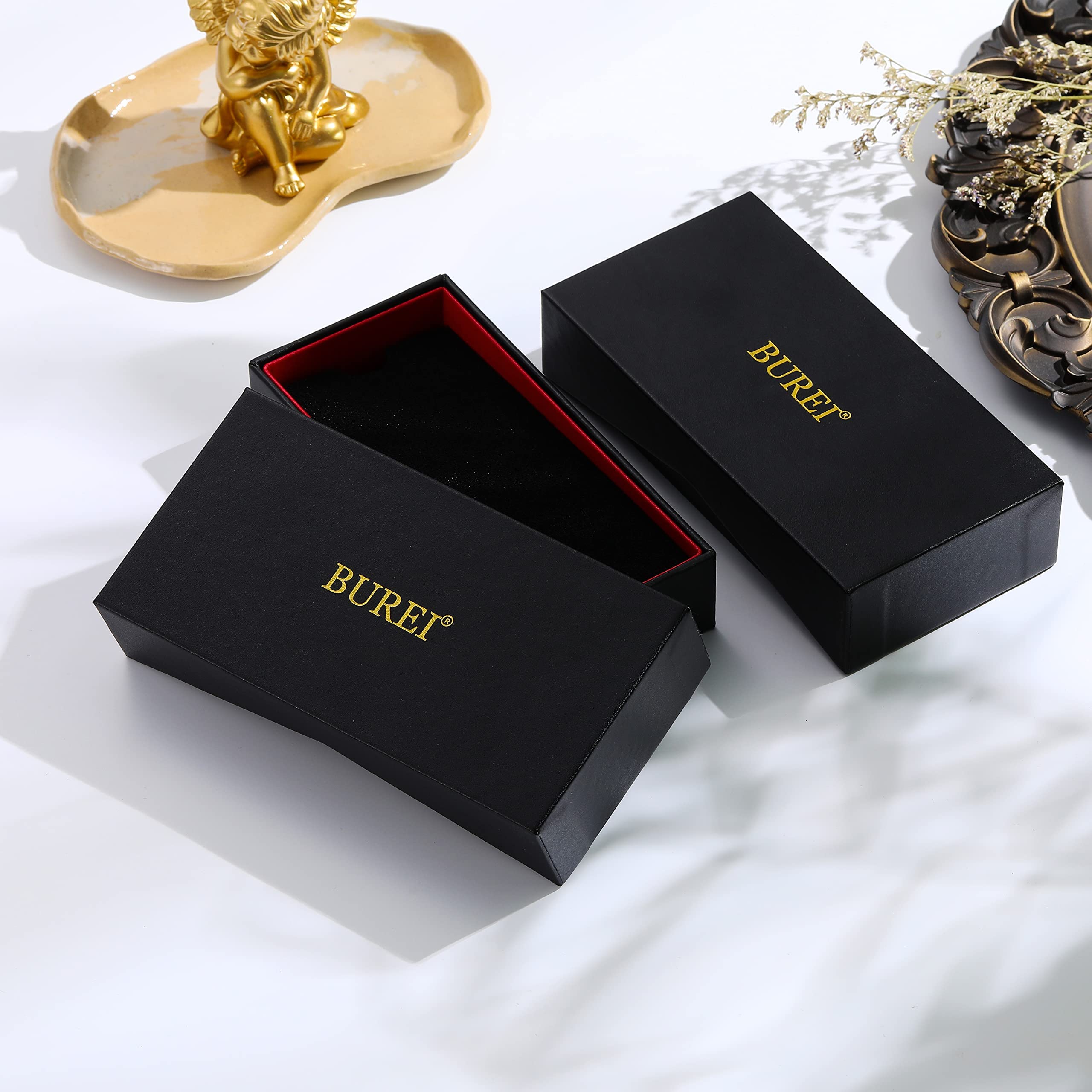 BUREI Ultradünne Herrenuhr – Minimalistisches Analog-Design, wasserdichtes Quarzwerk, Geschenk für Männer (Weiß/blau)