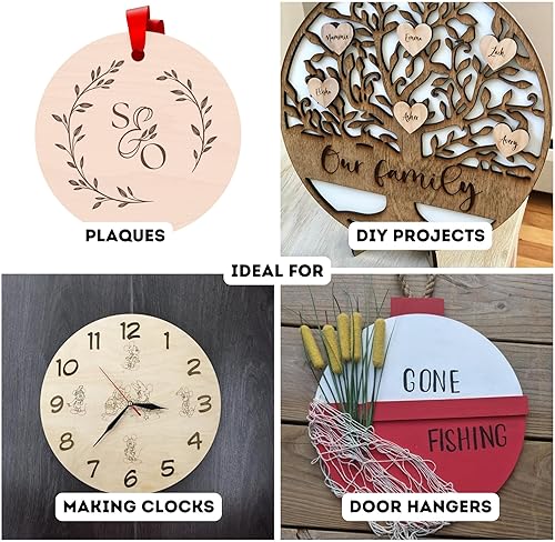 Miniatura 3 de Círculos de madera contrachapada de abedul báltico de 8 pulgadas, hojas de madera para manualidades, hojas de madera de 0.12 pulgadas de grosor,