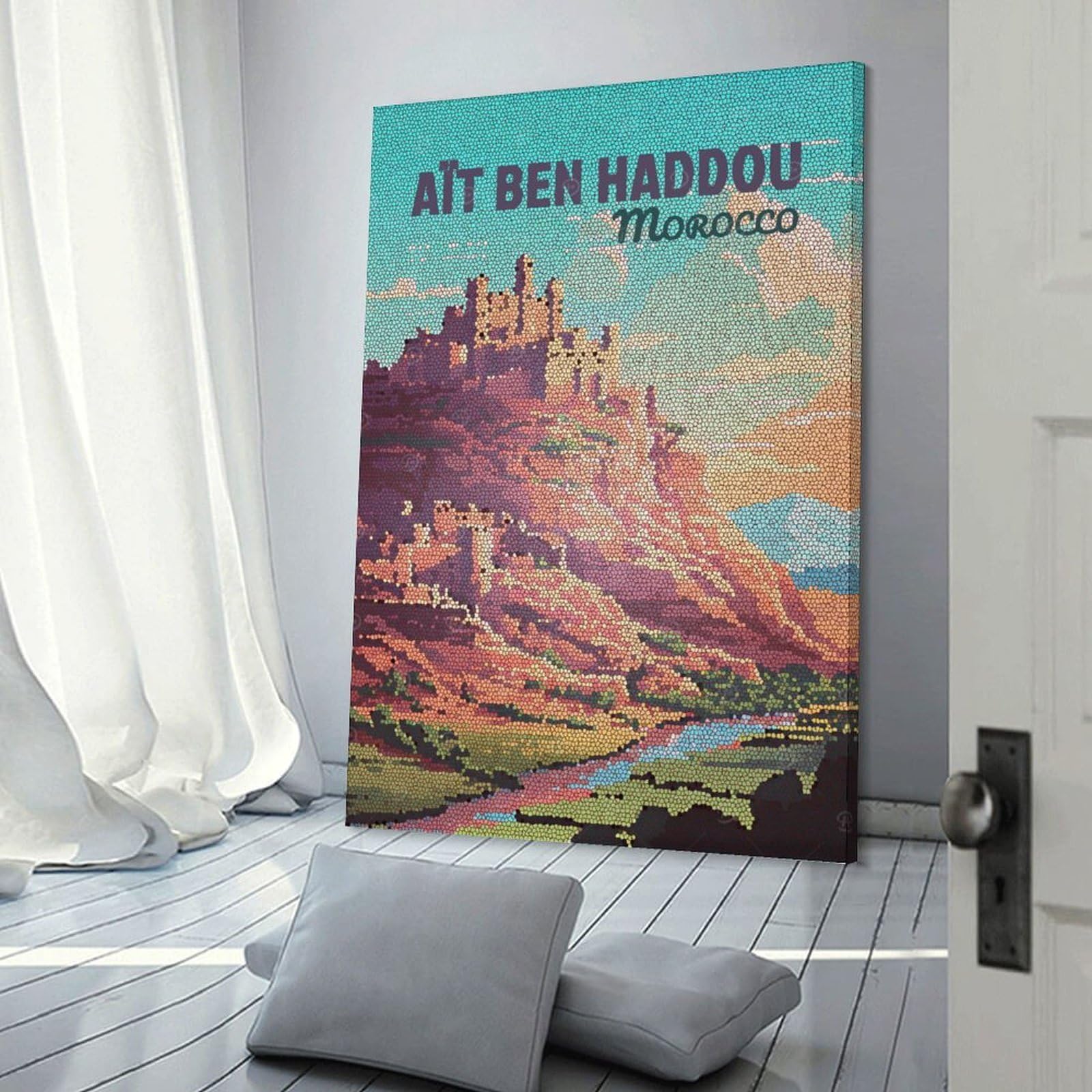 Junmoney Aït Benhaddou, Morocco Mosaic Wall Picture Print, 20x30inch(50x75cm), for New Home Styling, Lounge Or Bedroom, Home Artwork for Modern Interiors