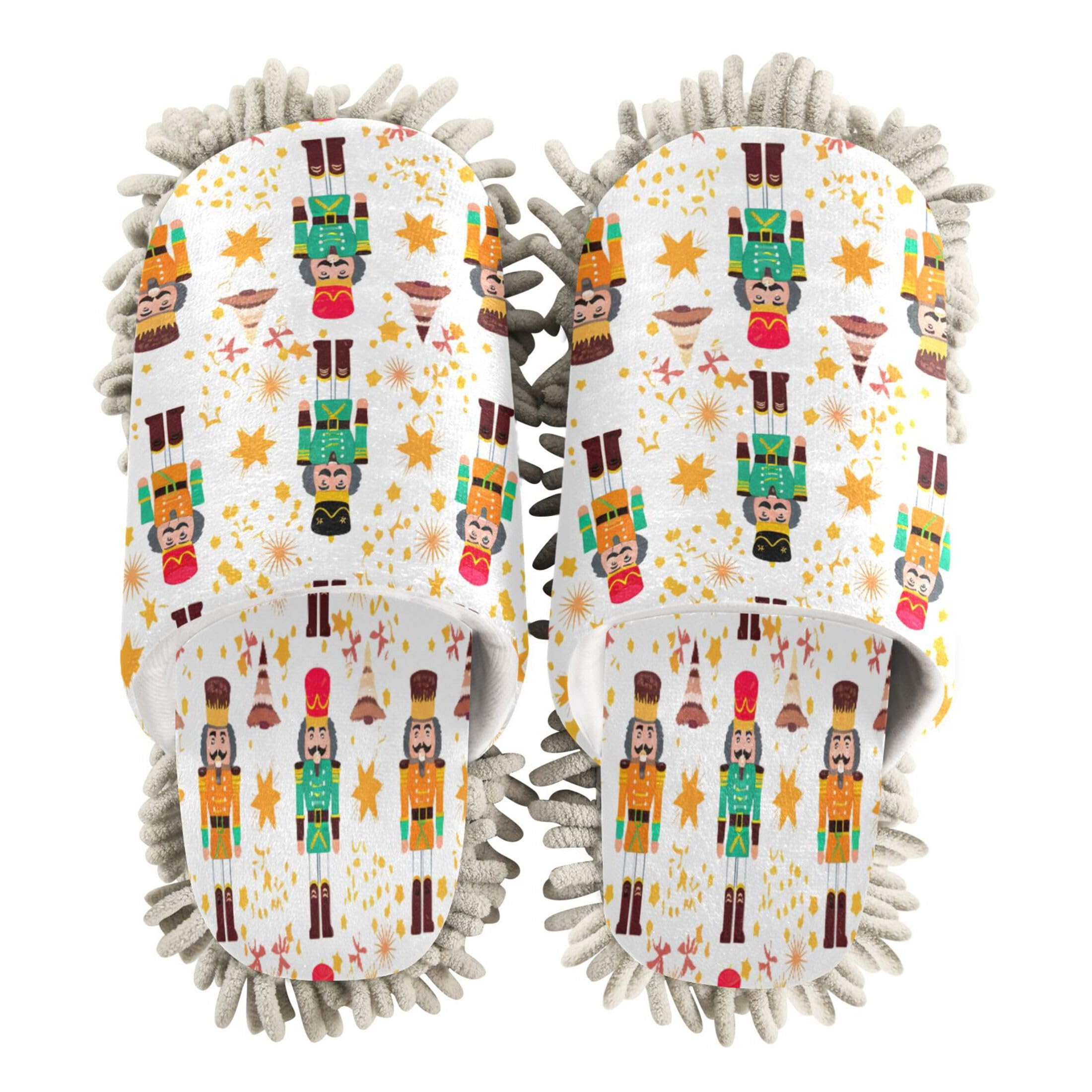 Kigai Nutcrackers Mop Slippers for Floor Cleaning, Slippers for Women Men, Microfiber Floor Cleaning, M