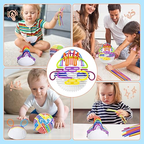 Miniatura 6 de 2 pelotas sensoriales para niños, tablero de actividades sensoriales con 16 cuerdas para estrés, ansiedad, TDAH y autismo, juguetes de terapia para