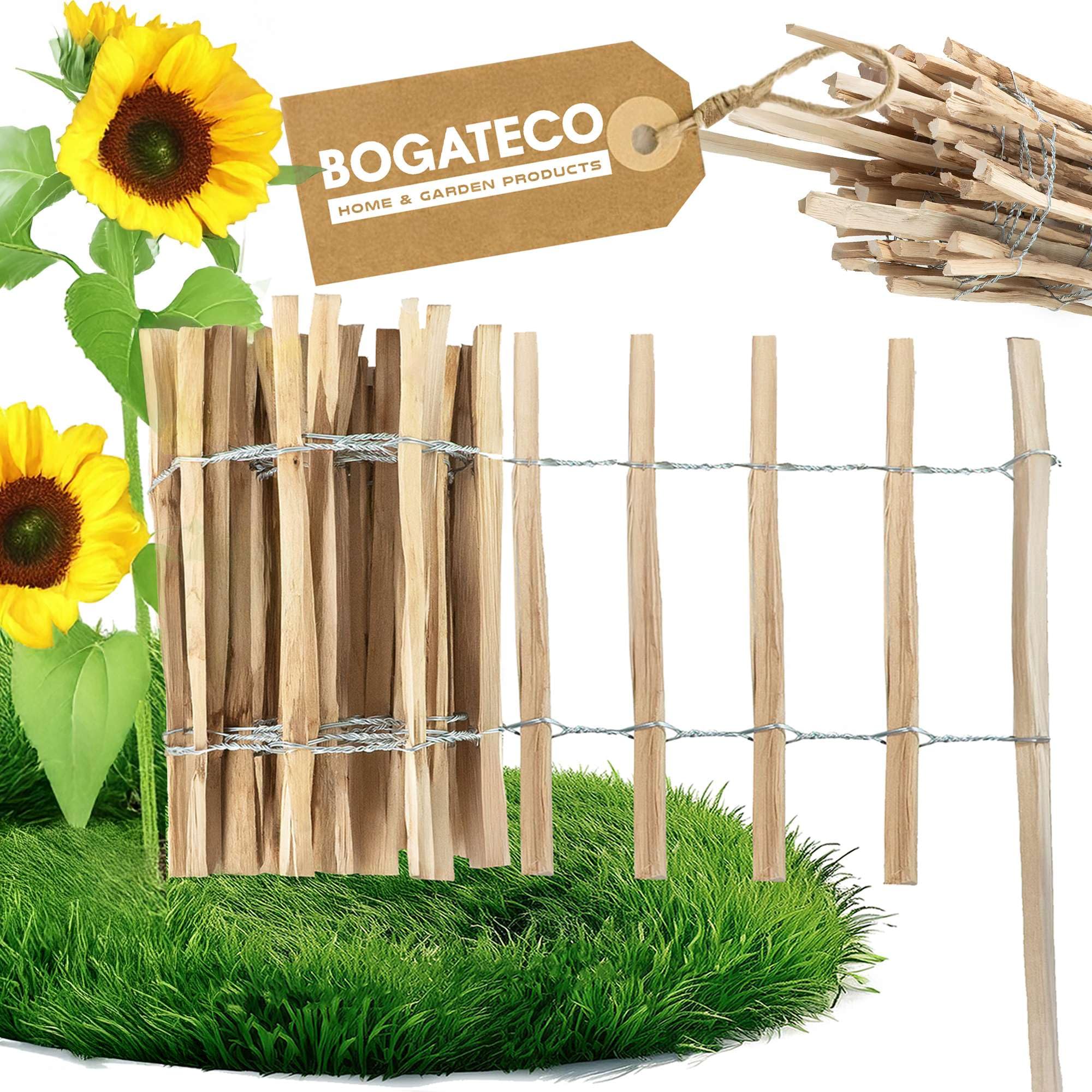 BOGATECO Valla De Madera De Avellana, Color Negro, Impregnada, 60 Cm De Alto Y 500 Cm