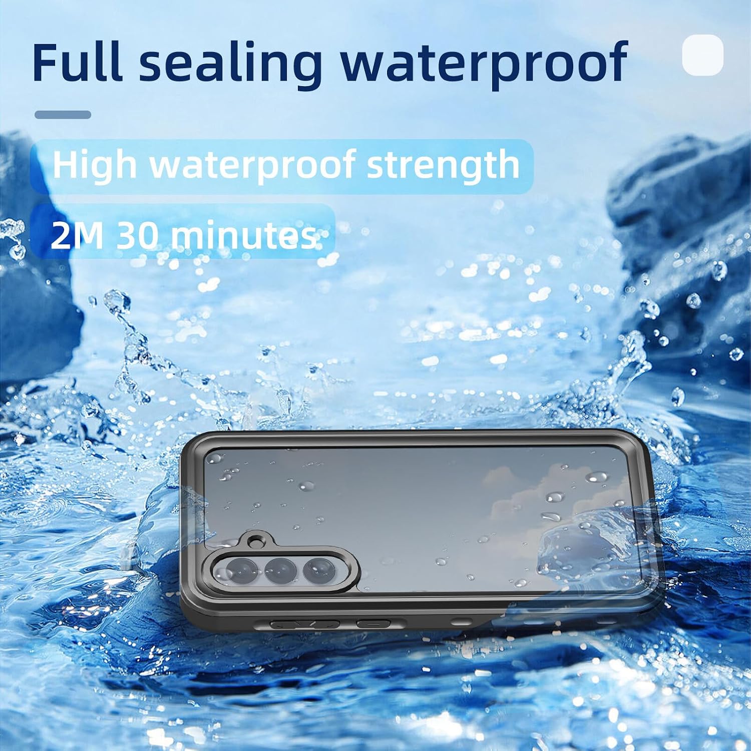 Omio for Galaxy A35 5G Waterproof Case, Full Body IP68 Underwater Clear Protective Case Built-in Screen Protector Heavy Duty Shockproof Case for Men Women, Black