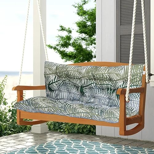 Miniatura 14 de Cojín de repuesto para columpio de 2-3 asientos, cojines de banco para exteriores con respaldo grueso de 4 pulgadas, muebles de patio, jardín, Flor