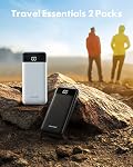 Charmast Chargeurs portatifs avec câbles intégrés, Chargeur portable Banque de puissance avec câbles incorporés, Pack de batterie de voyage pour iPhone Samsung Pixel LG Moto iPad(Noir+Blanc)