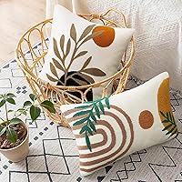 Vista 5 de Merrycolor Fundas de almohada bohemias de 20 x 20 pulgadas, copetudas, modernas de mediados de siglo, fundas de almohada abstractas de hojas Boho-a2