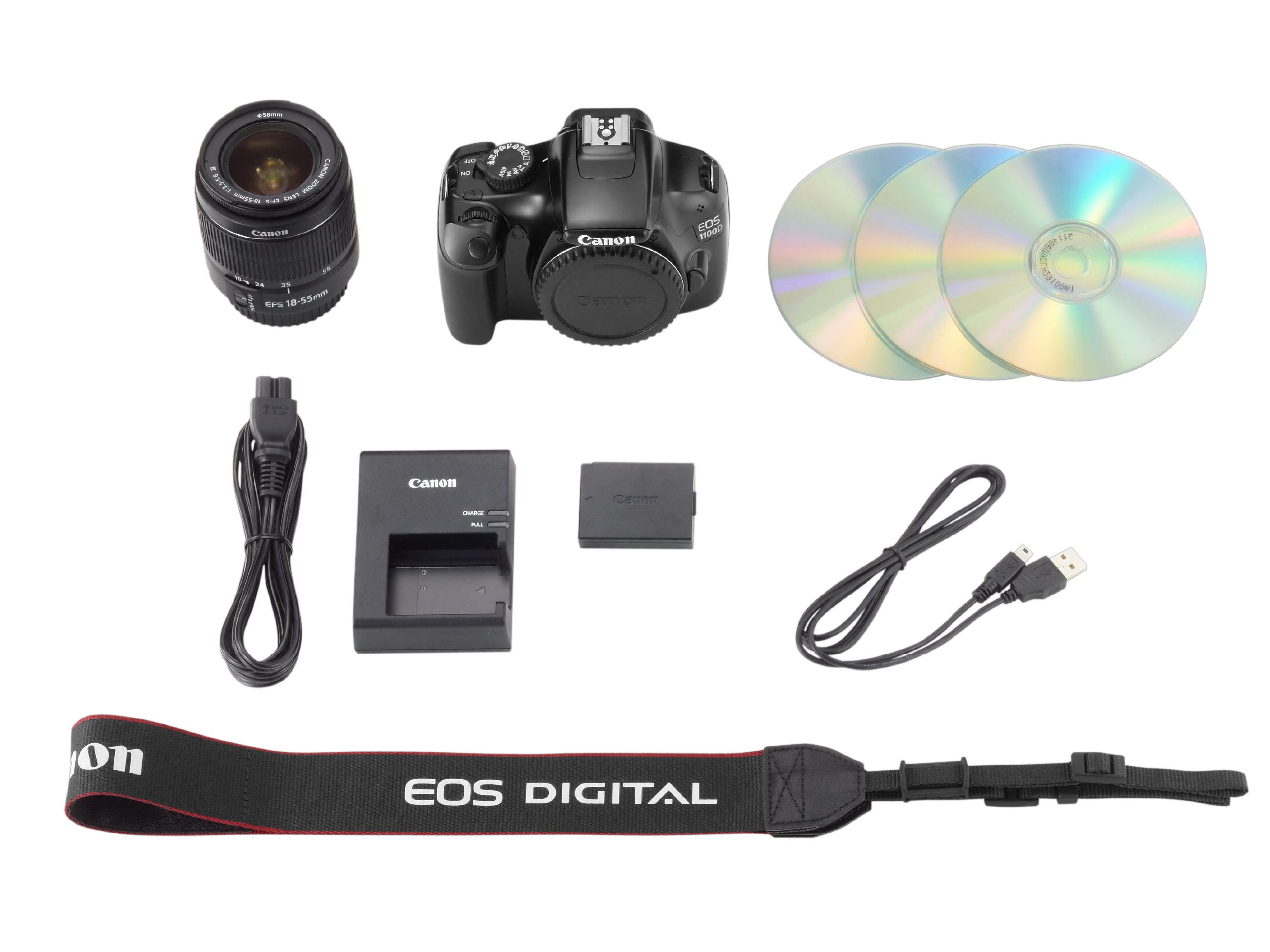 Canon EOS 1100D Appareil photo numérique Reflex 12.2 Mpix Kit Objectif 18-55mm III Noir