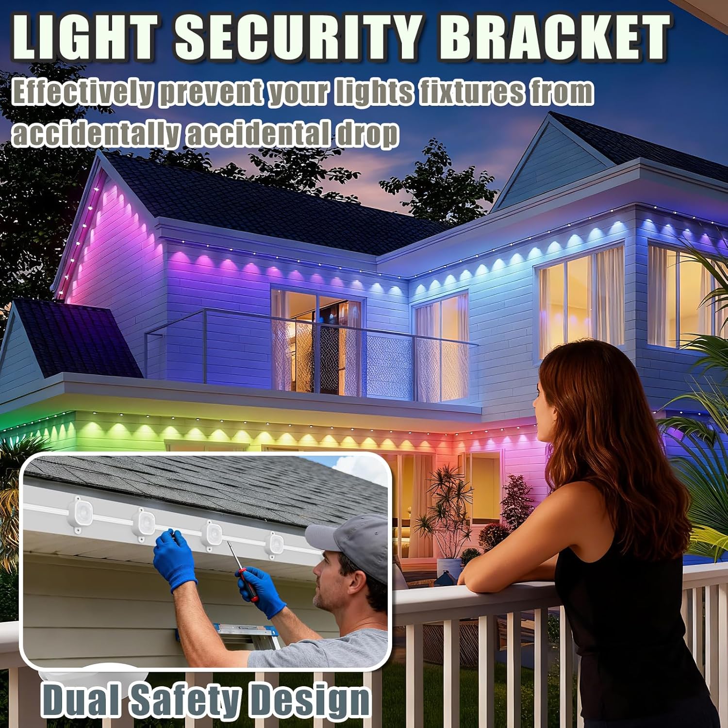 Set of 80 Light Clips for Govee H706 H806 Mounting Clips with 160 Screws Outdoor Light String Mounting Clips Compatible with Govee Pro Permanent Outdoor Lights Extension for Various Surfaces (80-Pcs)