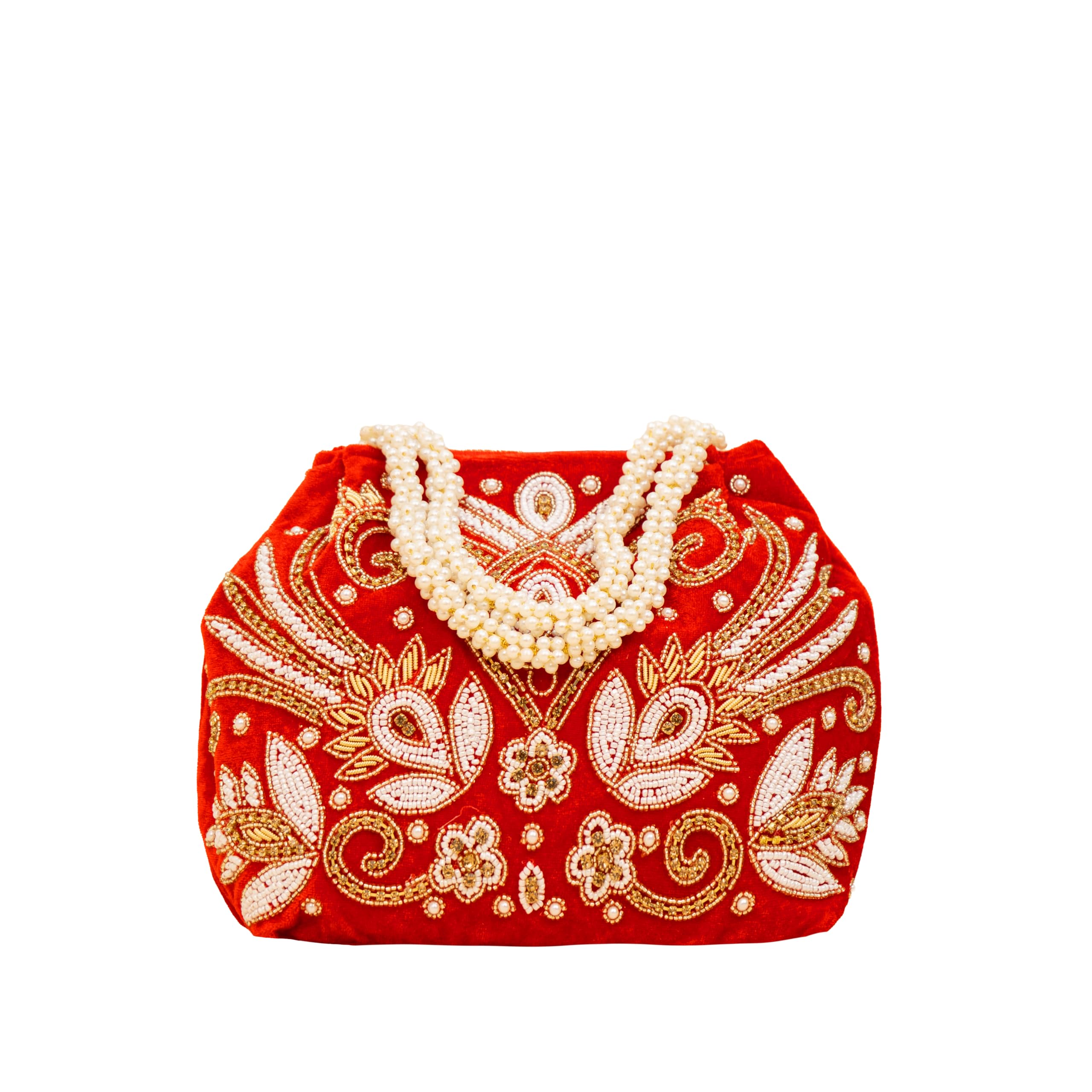 cara fashion Celeste Velvet Thread Potli Bag for Women | Designer Wedding Potli | Ethnic Handbag for Ladies | Batwa Potlis Hand Bag | Bridal Purse for women | Marriage Potli Bags (Red)-picture-27