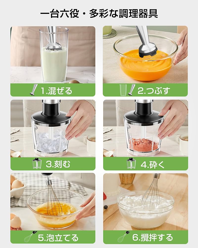 Amazon.co.jp: QOOQOOGE ハンドブレンダー ブレンダー 20000rpm/分【鍋