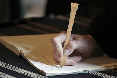 Miniatura 4 de 100pcs Kraft Paper Barril Escribir Plumas Ecológicas Plumas Cartón Plumas Tinta Negra