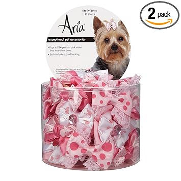Aria Molly Bows for Dogs, 45-Piece Canisters