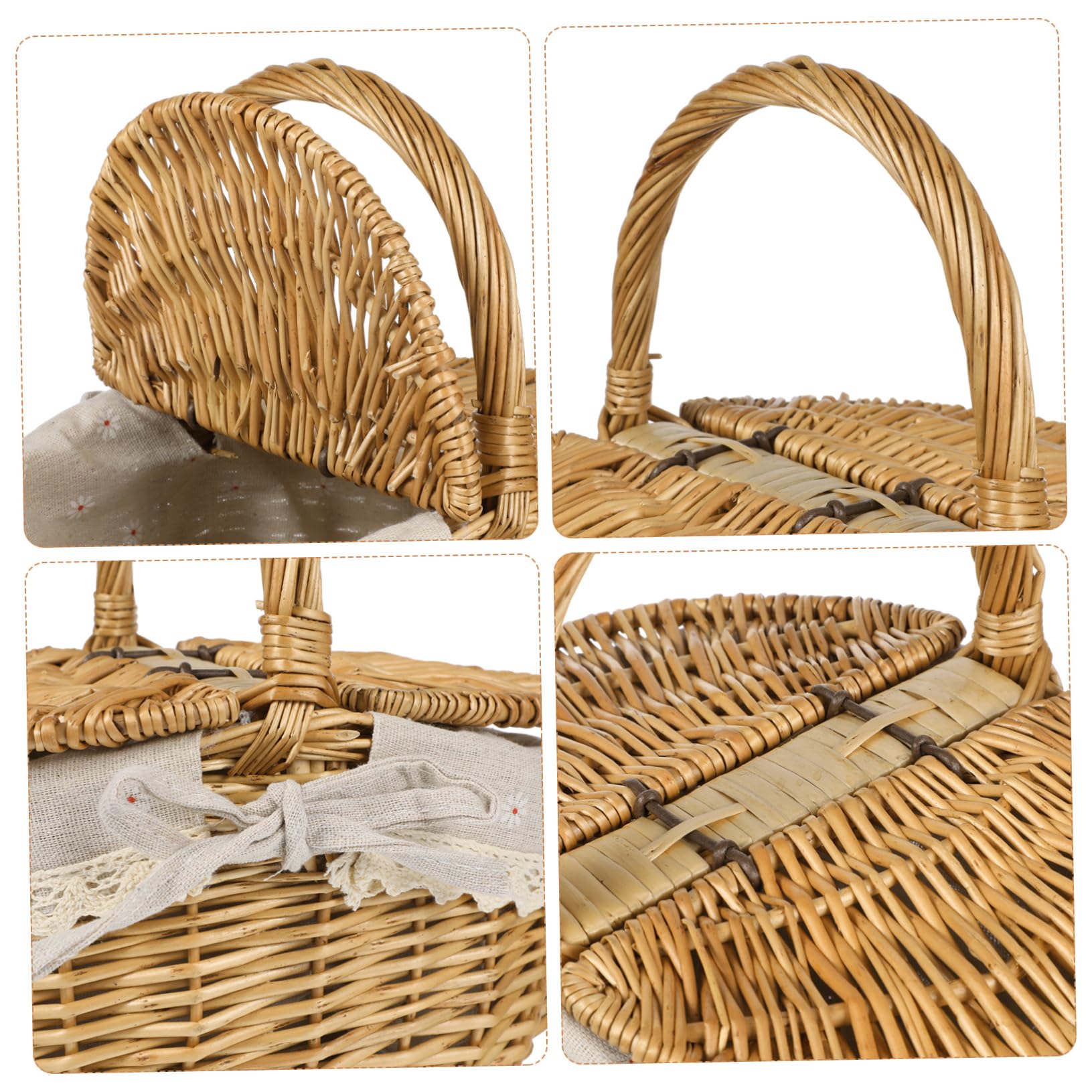 Happyyami 1pc Picnic Basket Wooden Planter Woven Wicker Basket Christmas Decor Makeup Pallet Girls Accessories Wicker Serving Tray Outdoor Basket Dish Lifter Storage Child Linen