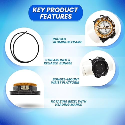 Vista 70 de Scuba Choice Brújula de buceo (soporte de muñeca/bungee) – Herramienta de navegación submarina fácil de leer para buceo, diseño duradero con bisel