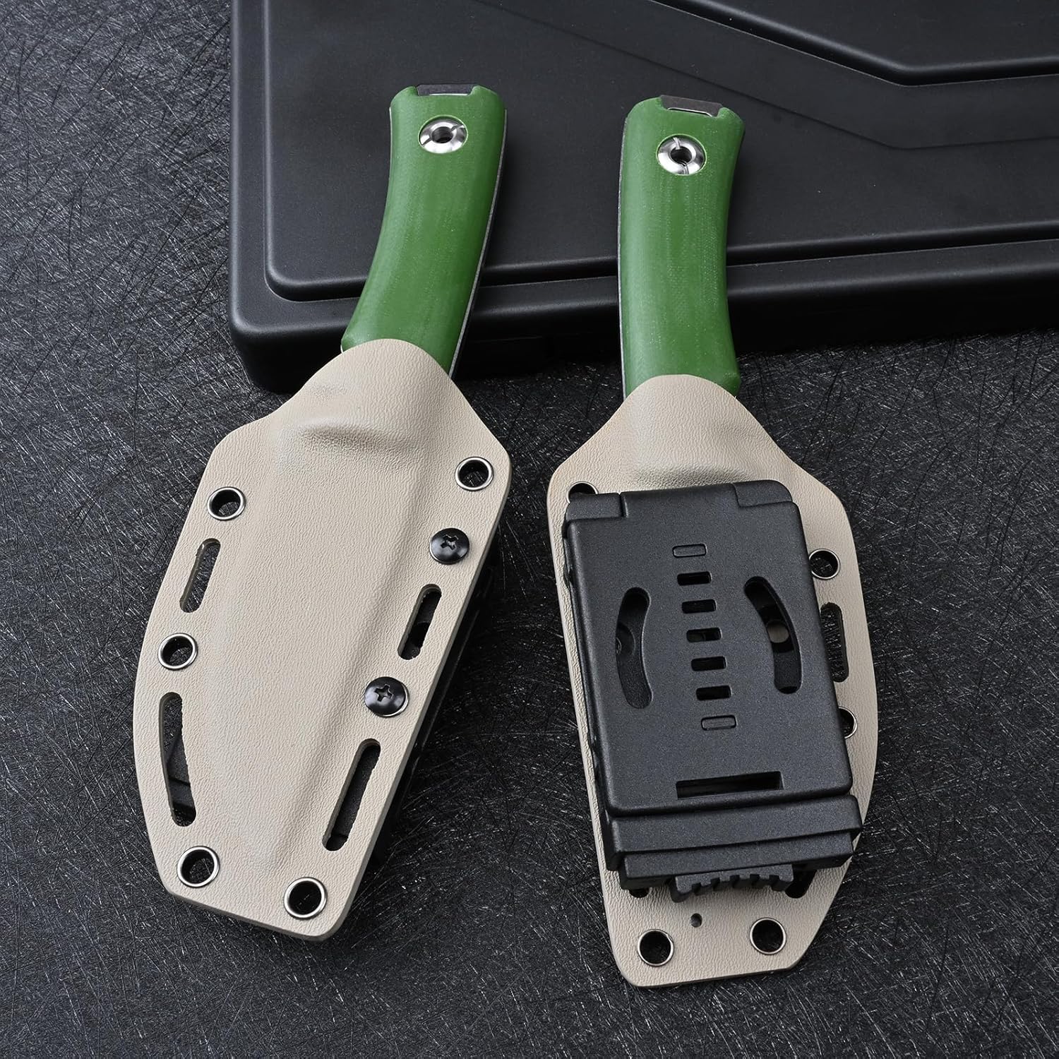Knives Tactical Fixed Blade Knife Survival Knife with Sheath Made of DC53 Steel Perfect EDC Hunting Knife with G10 Handle for Men EDC Camping Outdoor (Black+Green)