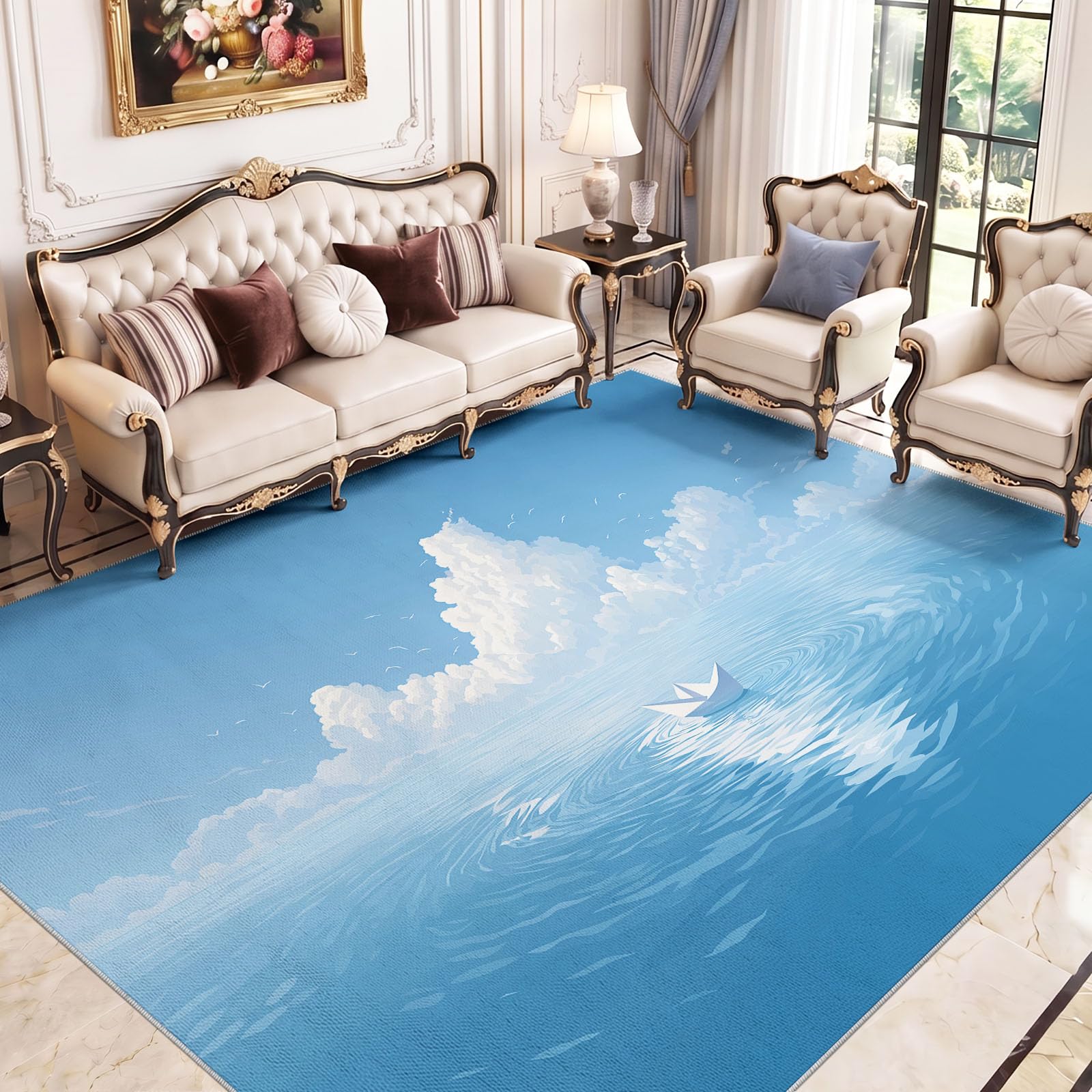 Tappeto lavabile stampato paesaggio marino sognante 140 x 200 cm per