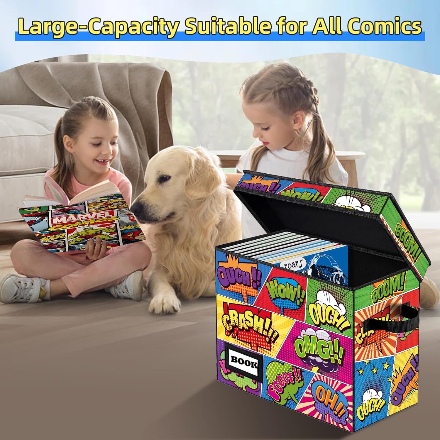 2 Pack Collection Comic Book Storage Boxes, Protector Organizer 15.8" X 7.8" X 11.8" Collapsible Short Box Holds 160-180 Comic Book Heavy Duty Bin Container Holder Shelf