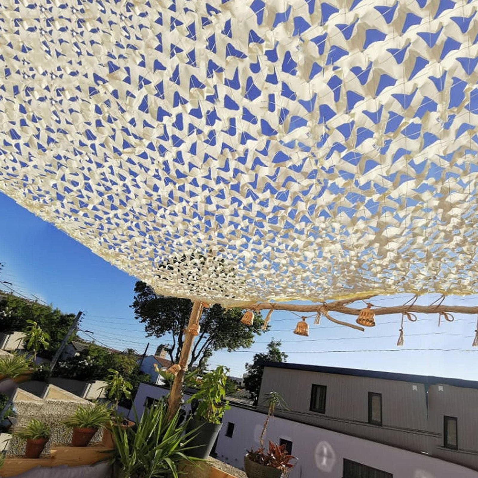 KLGFBDC NettingBeige Nylon Rope Mesh for Balcony Privacy Sunshade Hunting Camping Party Decor Car Cover Garden Shade (10x10m)