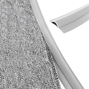 Carpet Edge Binding Trim, Self Adhesive Grey Floor Transition Strip/Rugs Edging Bar for Indoor Doormat Protect, Flexible PVC Seal Molding for Robot Vacuum Cleaner 700cm 23ft