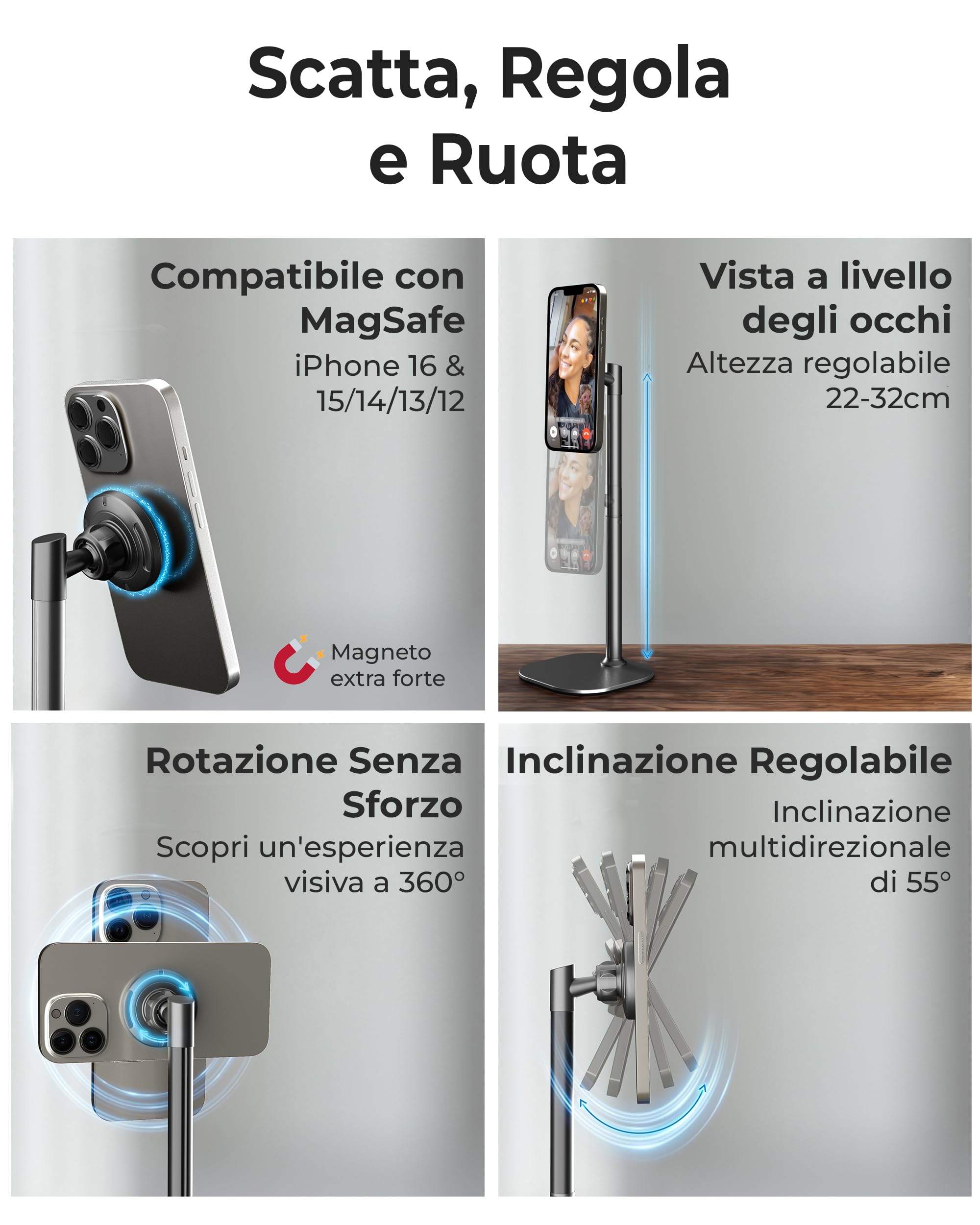 Cooper MagStand - Supporto Magnetico Regolabile Per IPhone Con MagSafe | Per Scrivania E Uso Domestico - Foto 5