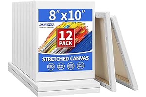 FIXSMITH Stretched Canvases - 8x10 Bulk Pack of 12, Perfect for Painting Media
