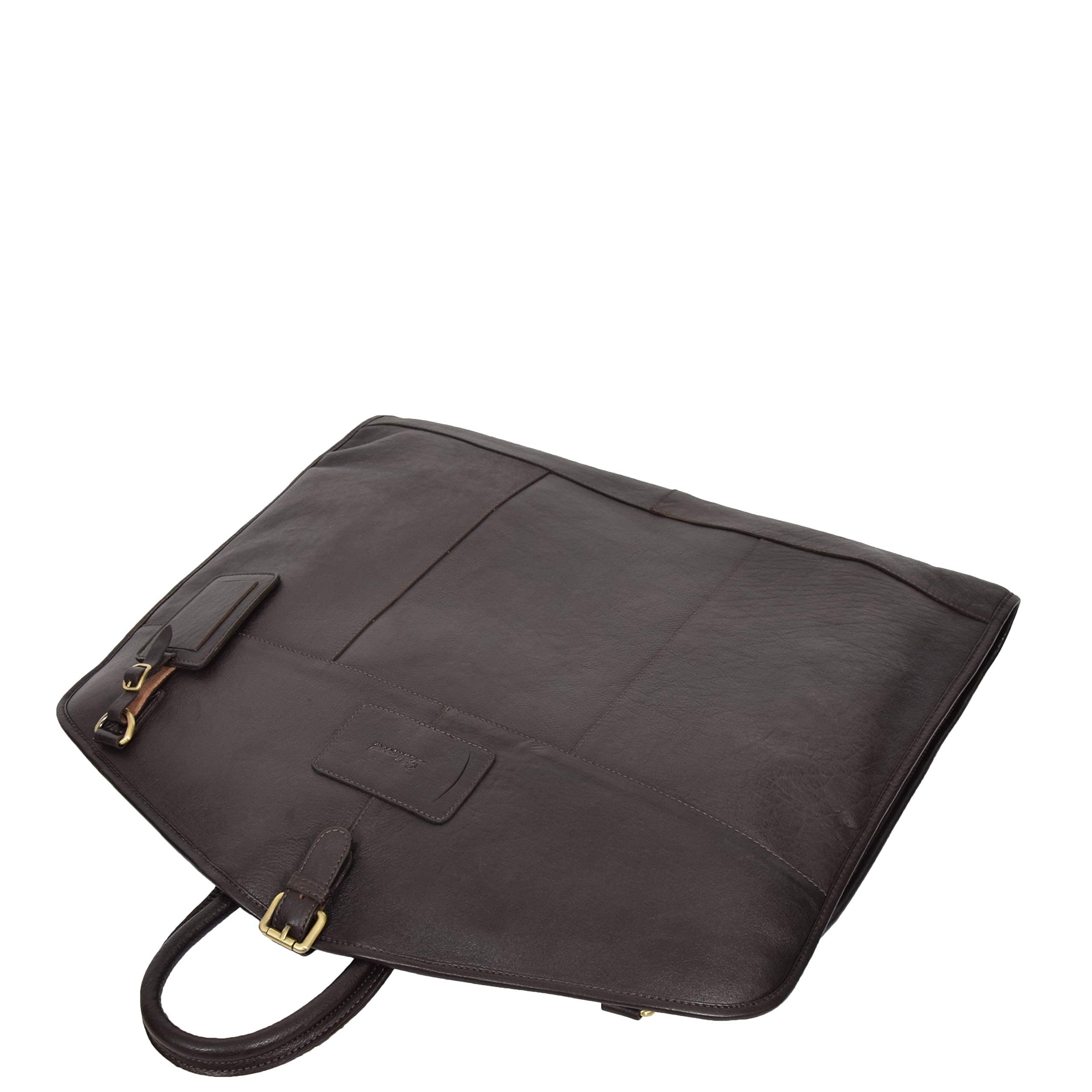 Bolsa de vestir de piel auténtica para traje de viaje, delgada y lujosa (marrón)