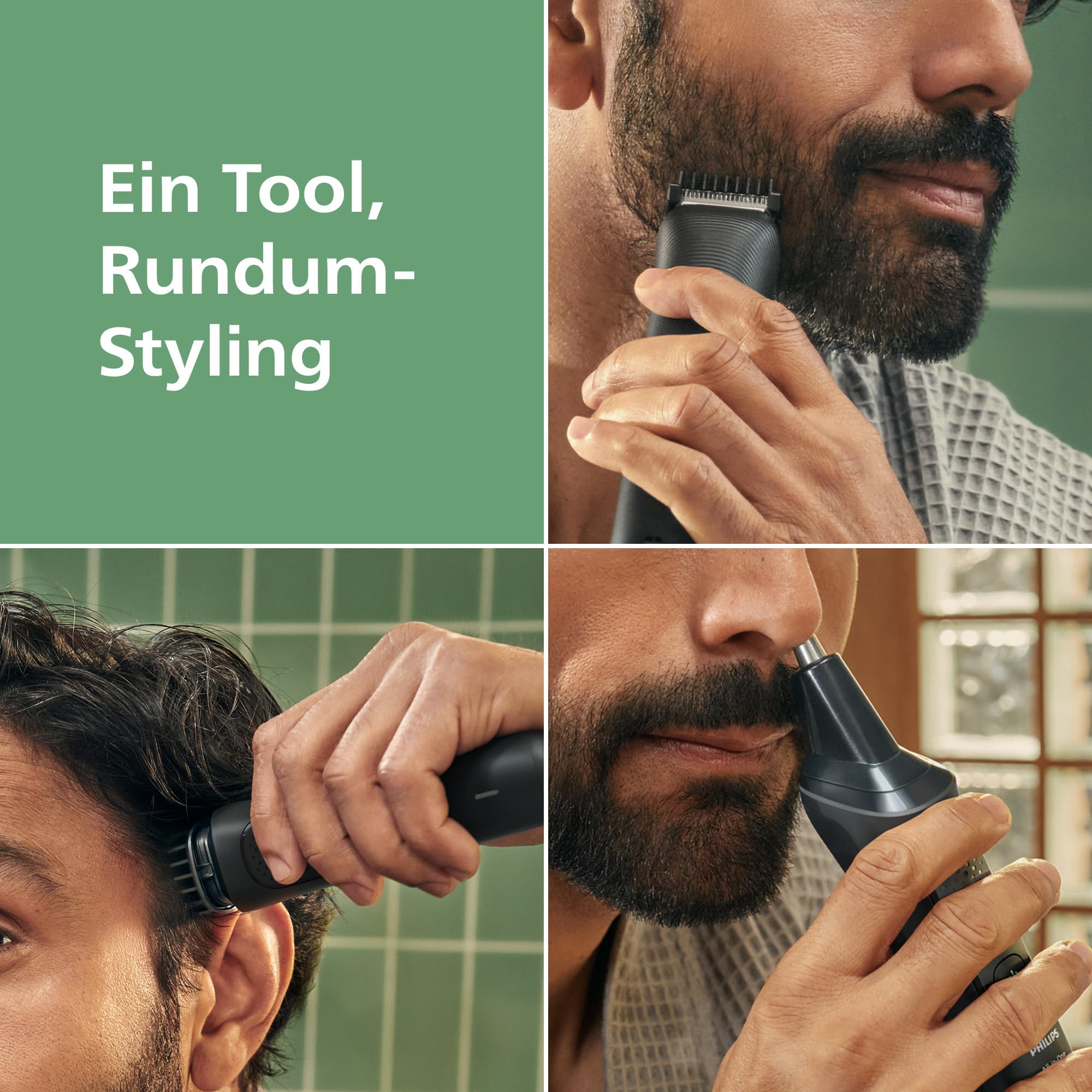 Philips Multigroom 3000er-Serie All-in-One 7-teiliger Trimmer: Rasierer und Haarschneider für Gesicht und Kopf, selbstschärfende hautfreundliche Klingen, zehn Längeneinstellungen, Modell MG3930/15