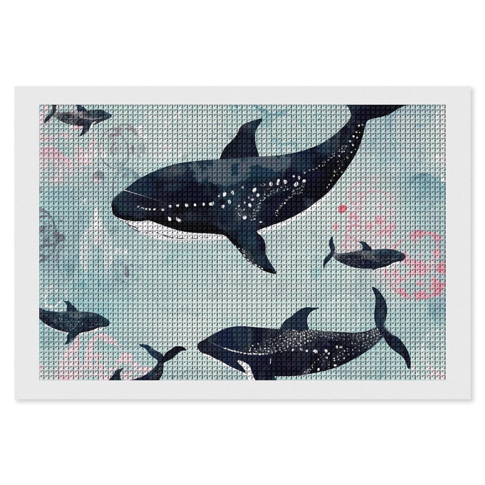 NONHAI Diamond Painting Kits for Adults - DIY Diamond Art Kits for Beginners - Full 5D Paint Drill Diamond Dots Paintings- Whale Diamonds Pictures Gem Art and Craft Wall Decor 8"x12"
