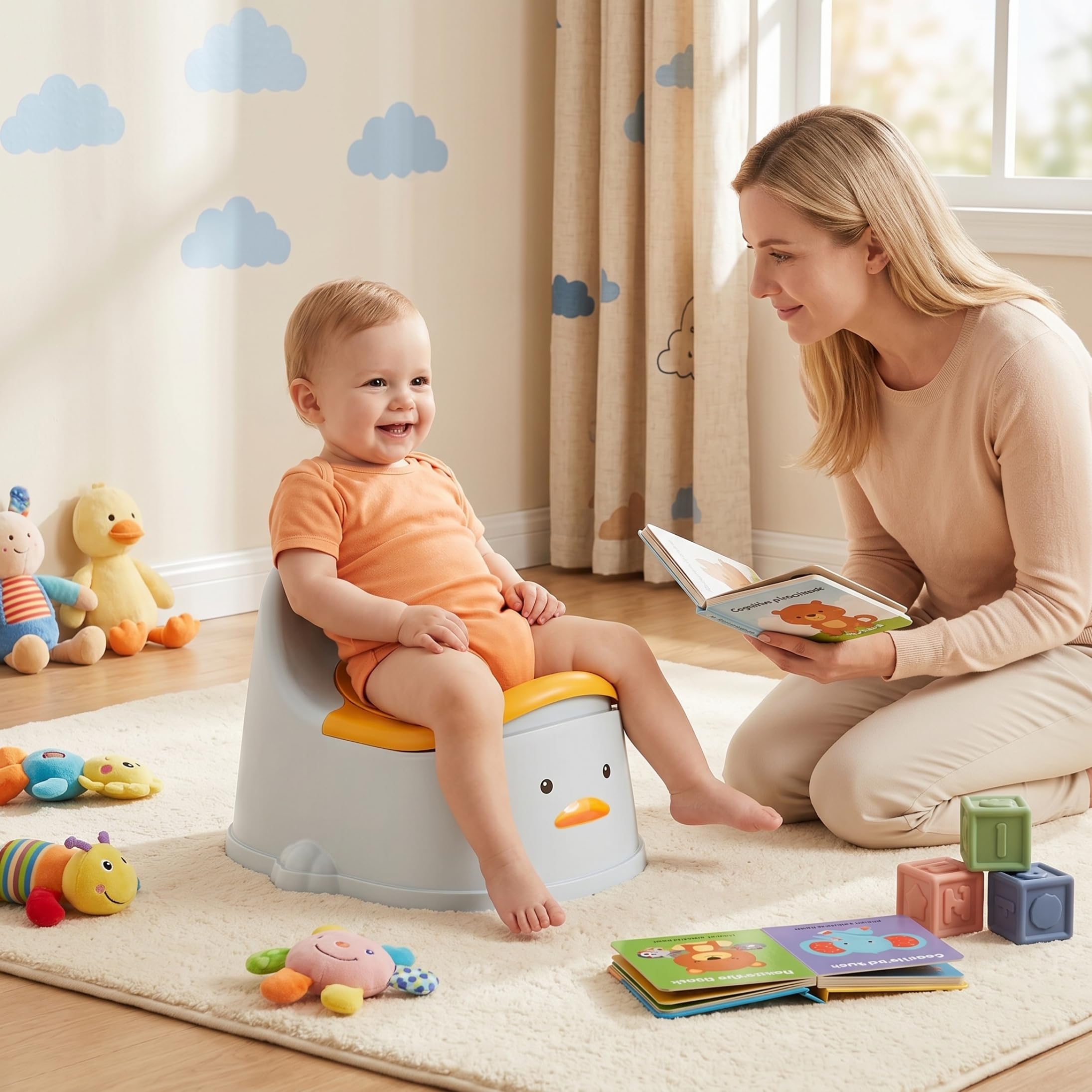 Töpfchen, Töpfchen-Trainingstoilette für Kleinkinder, spritzwassergeschützt und leicht zu reinigen, hohe Rückenlehne, (klein, 0–2 Jahre), blau