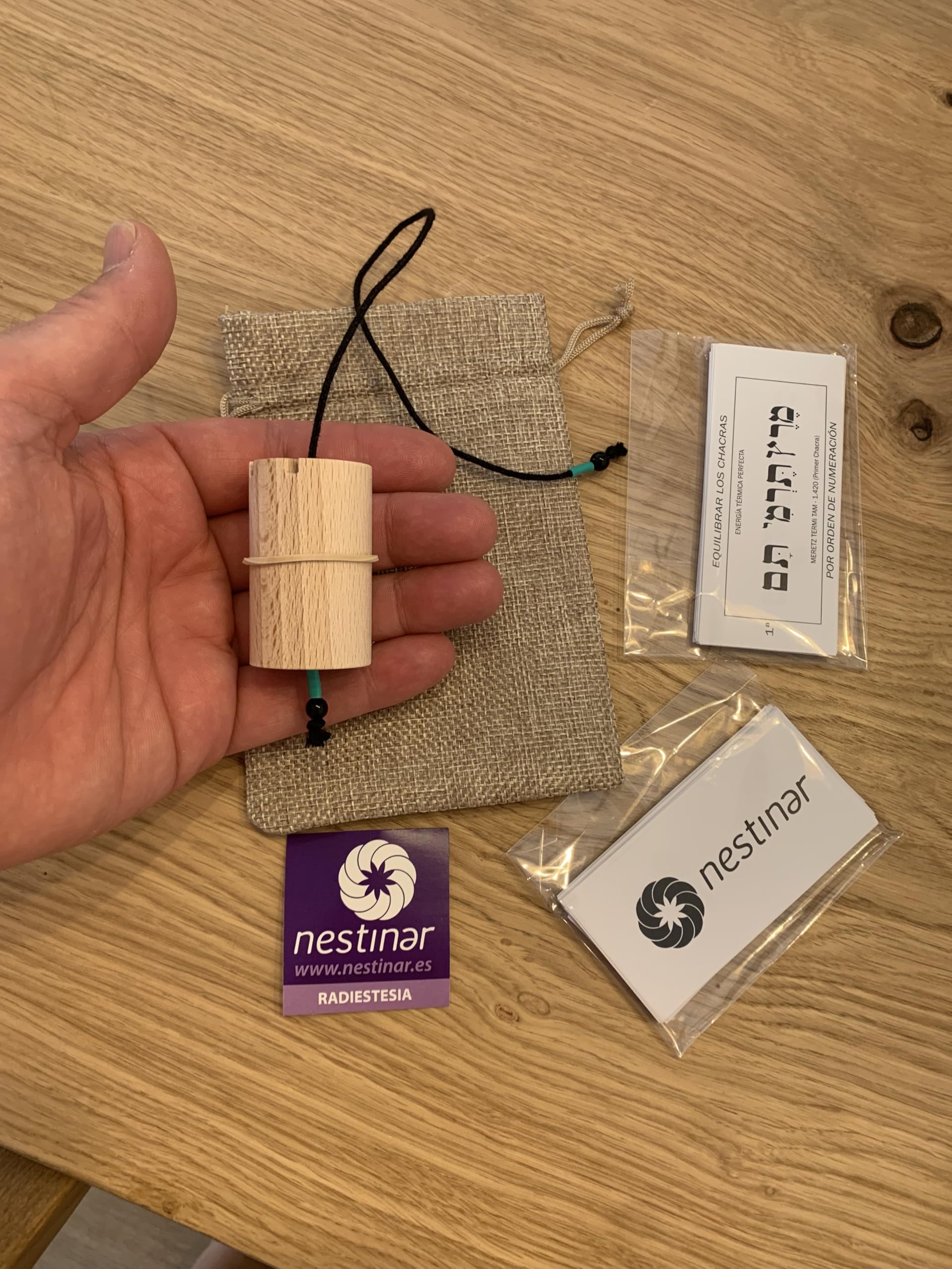 Péndulo Hebreo de Madera de Haya con Tarjetas