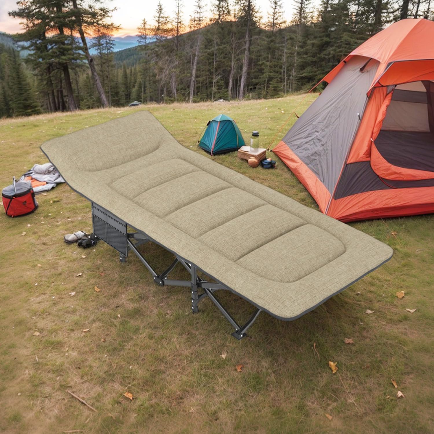 ATORPOK SHOP Letto da campeggio pieghevole, pieghevole, fino a 200 kg, per interni, esterni, spiaggia e giardino